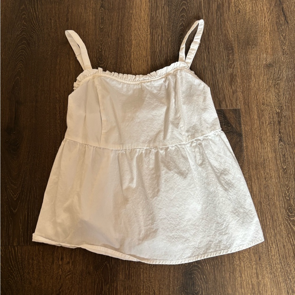 Brandy Melville White Ruffle Top